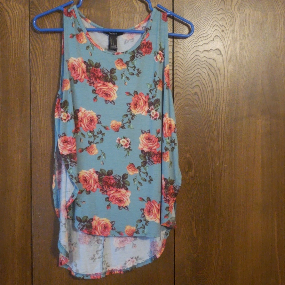 Floral high low tank top